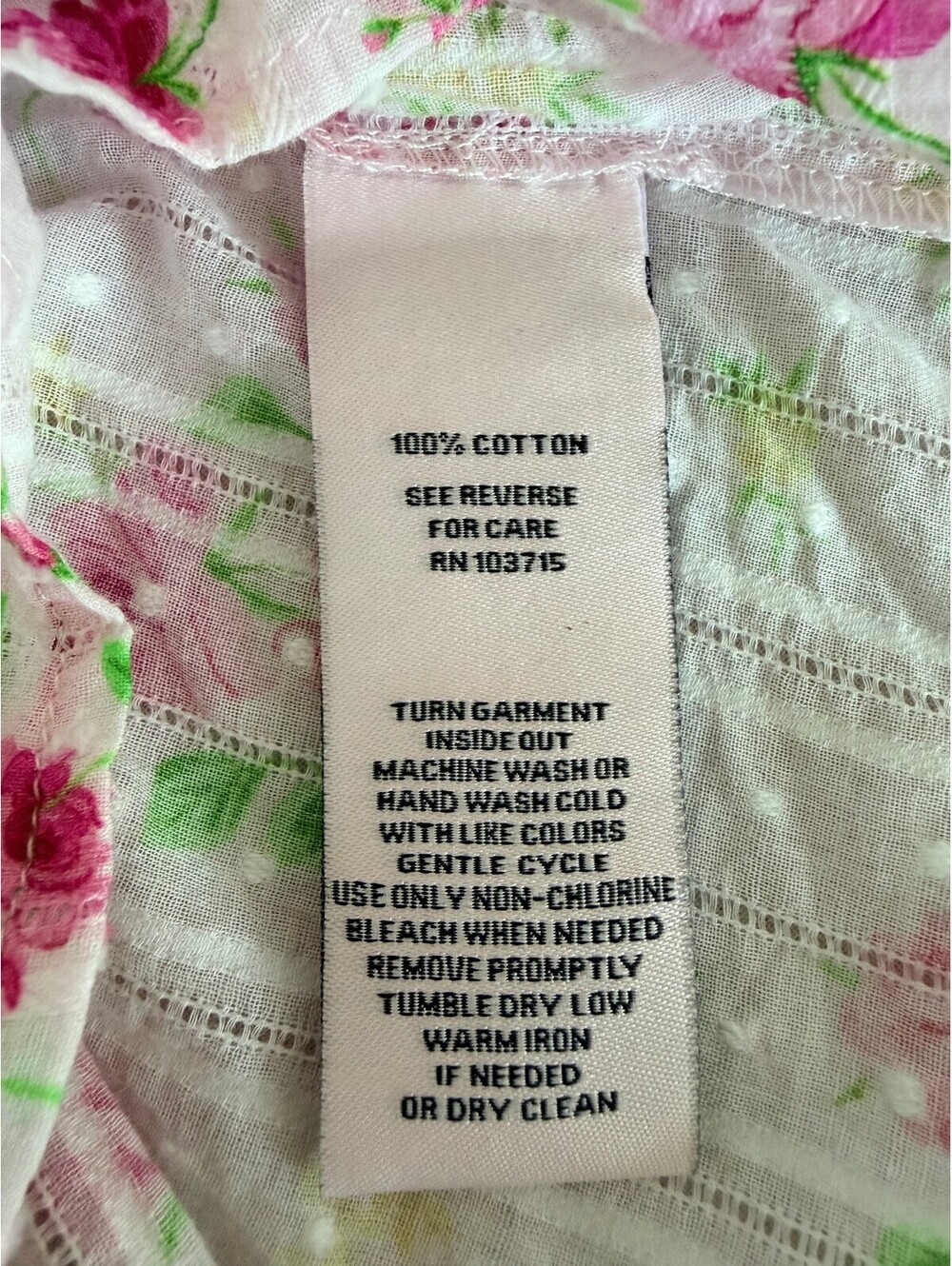Nanette Lepore Floral Cotton Lace Trim Button Front Cottagecore Blouse Top Pink - Picture 7 of 7